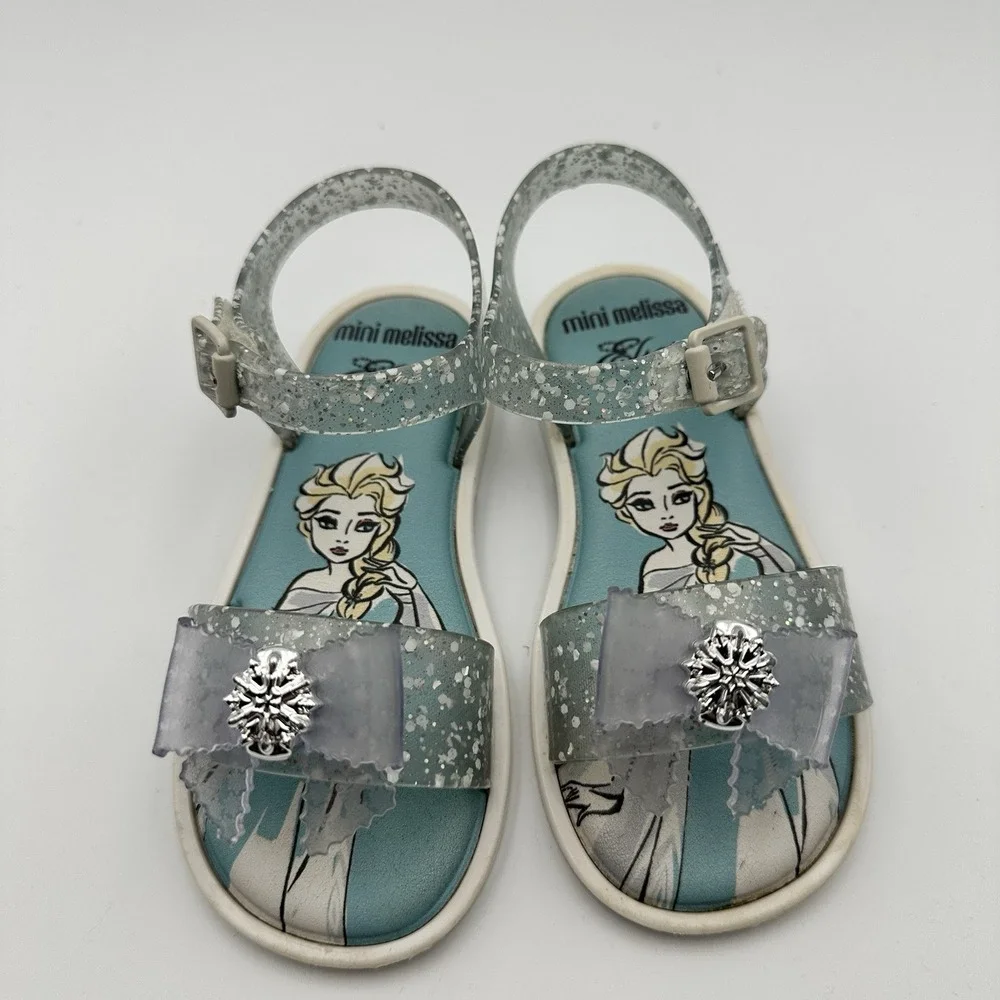 Mini Melissa Mar Disney Baby Sandals Frozen Elsa Blue Jelly Girls Size 10